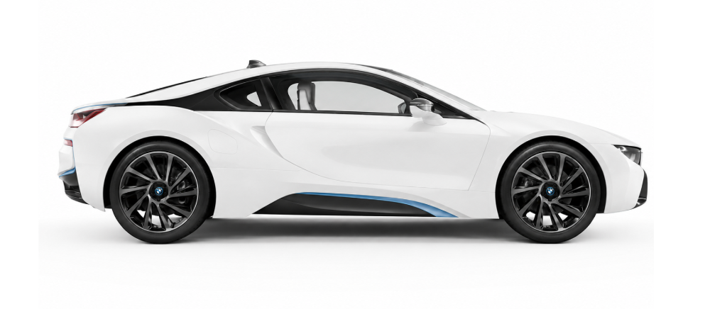 Factory white sports car